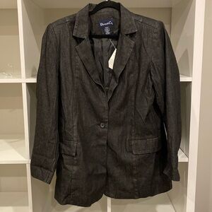 NWT: Denim and Co. dark wash denim blazer, size M